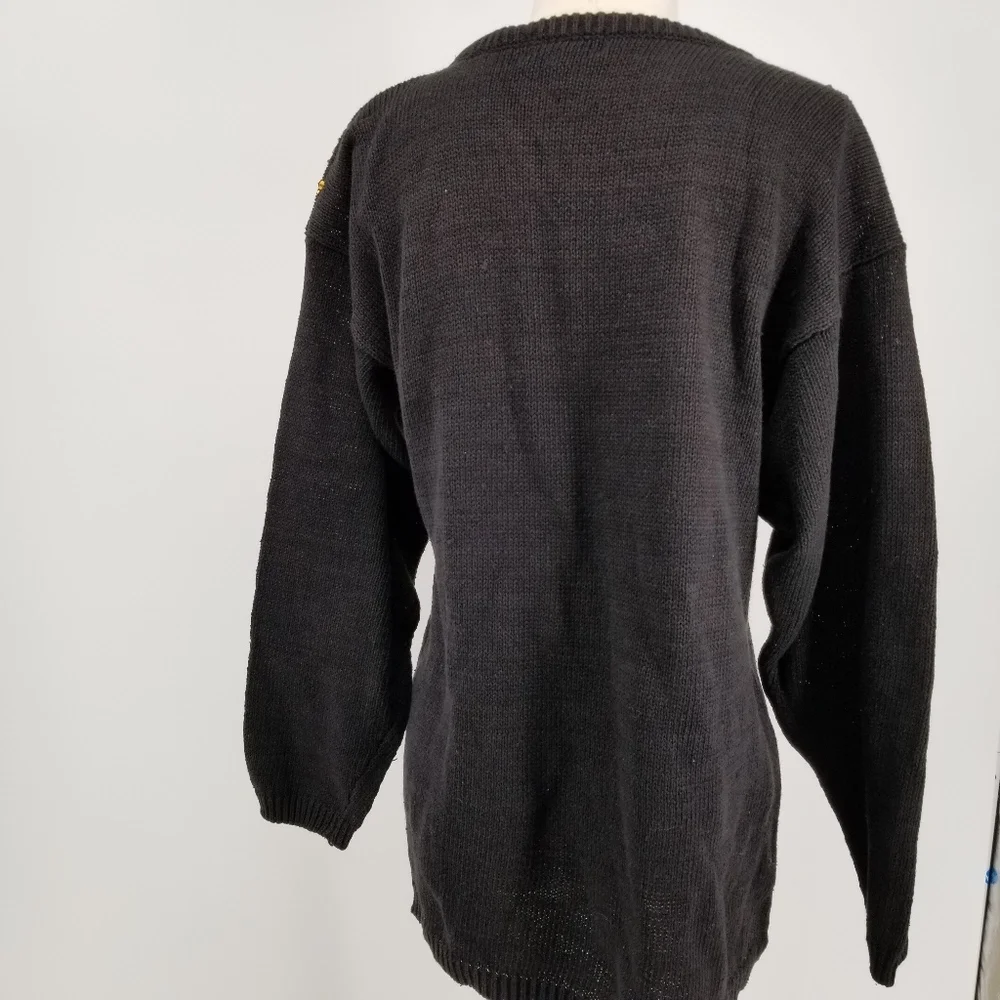 Vintage womens sweater gold sequins black Small - Picture 5 of 7